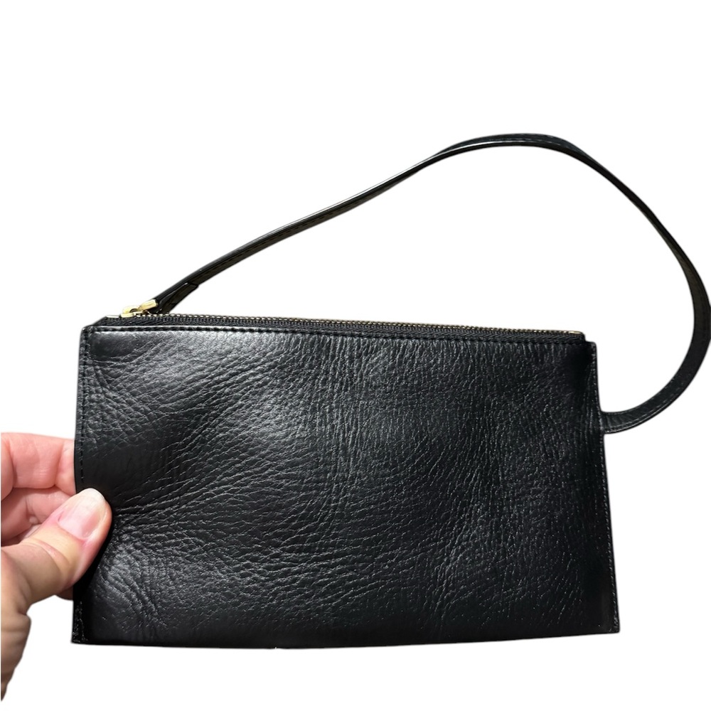 Black Leather Wristlet; NWOT - Picture 3 of 6